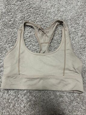 SASKI: Women’s Beige Racerback Sports Bra - Comfortable Support